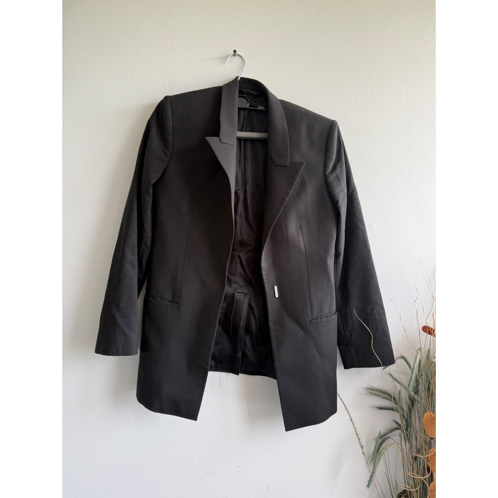 Givenchy Womens Black Tailored Peak Lapel Blazer Jacket‎ 4G Logo Lining Size 38